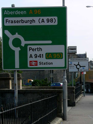 A96 Trunk Road Sign