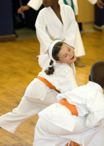 A photo of girls taking part in judo