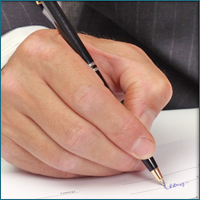 Hand and pen