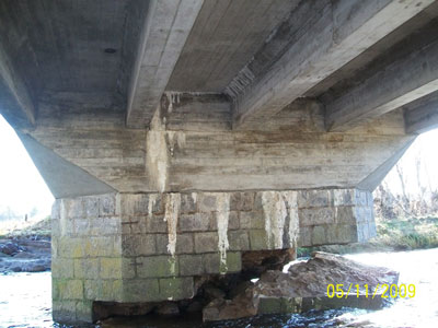 Photo of damage to the Bridge of Isla