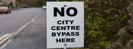 western link road - no city centre bypass sign Image showing No city Centre Bypass sign