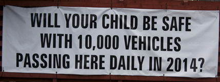 western link road - child safety Image showing protest sign