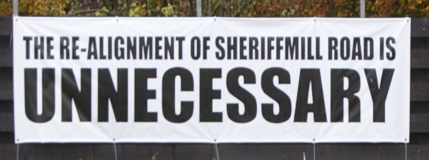 western link road - sheriffmill road Image showing protest sign